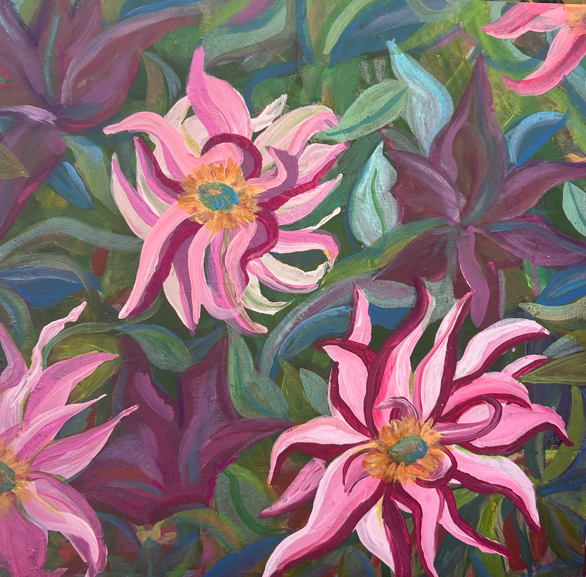 East Ruston Old Vicarage - Darling Dahlias Mounted Print