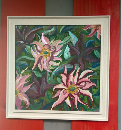 Darling Dahlias - Original Painting Framed