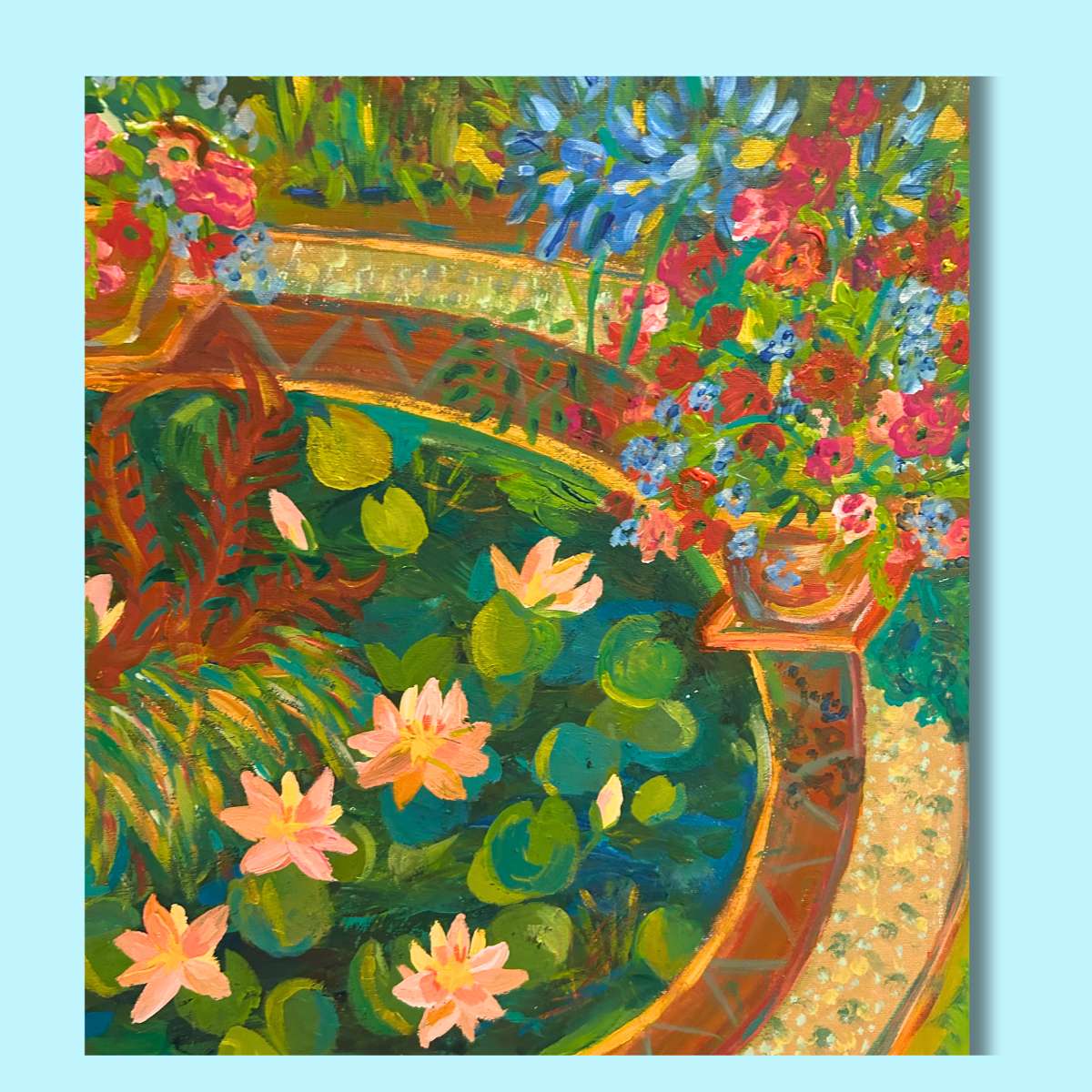 Five Star Frog Pond - Original Painting Framed