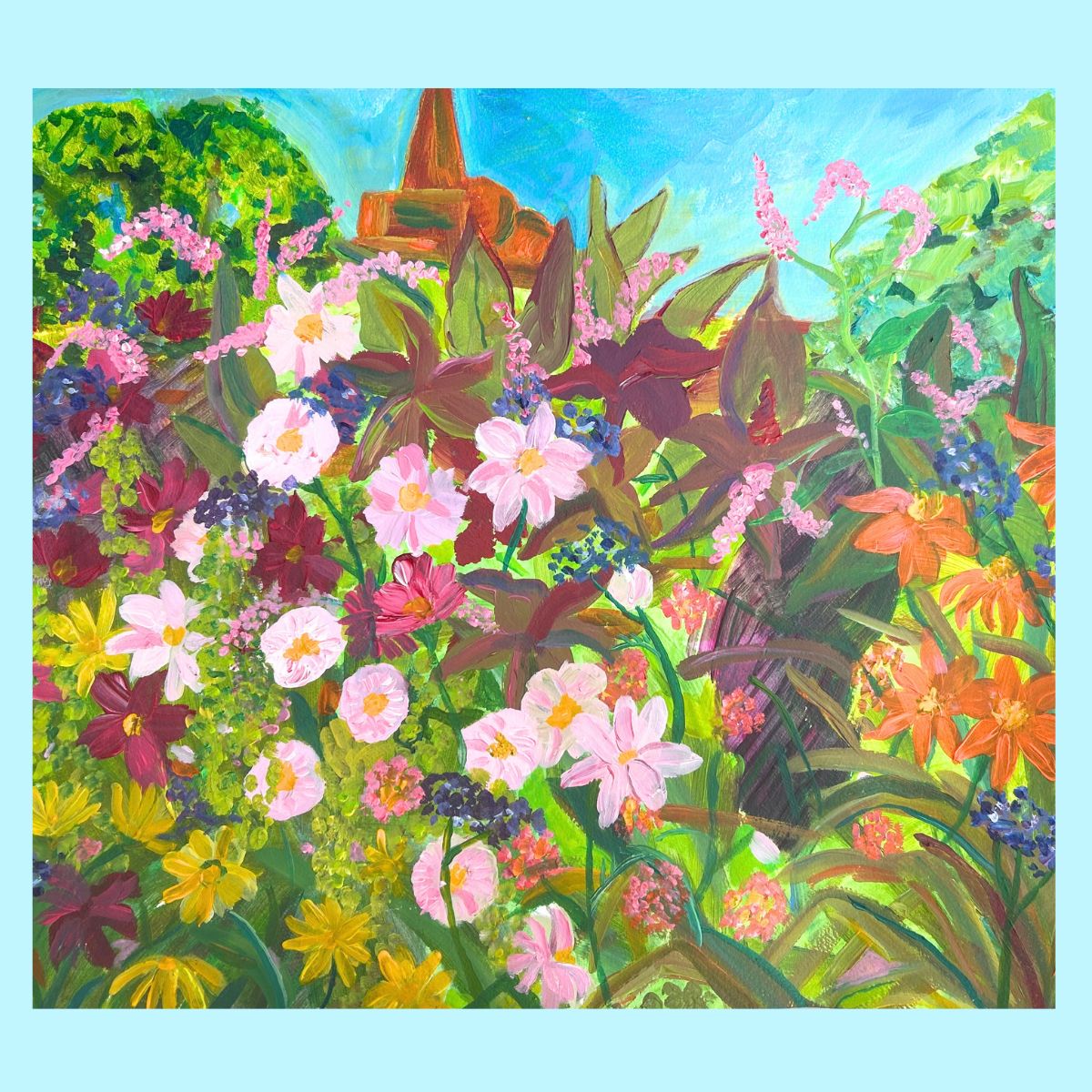 Lilac Squirrel, The Dahlia Boarder, East Ruston Old Vicarage - Original Painting